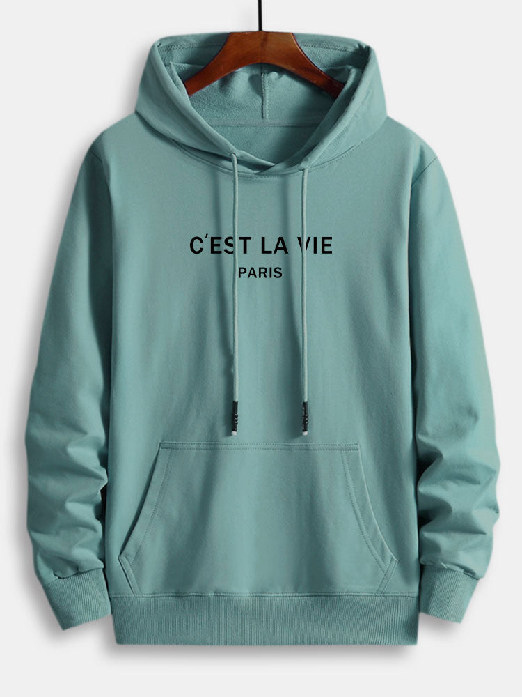 Paris Letter Print Cotton Hoodie