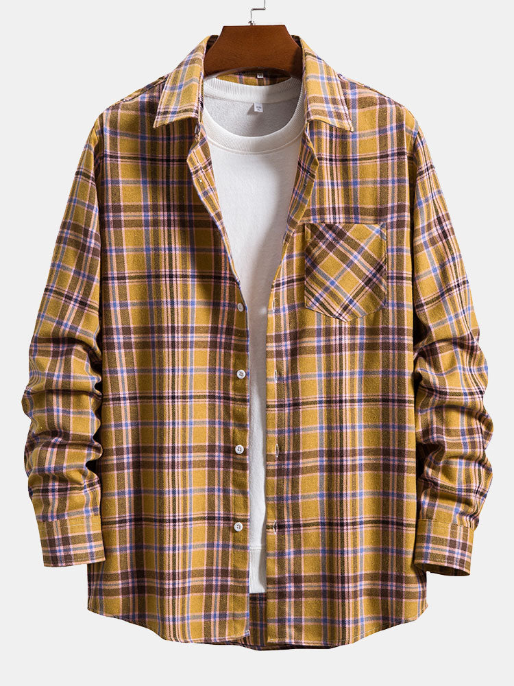 Long Sleeve Button Up Plaid Shirt